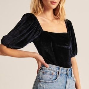 Velvet puff sleeve Abercrombie top